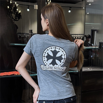 chrome hearts back cross scroll graphic v neck short sleeve t-shirt